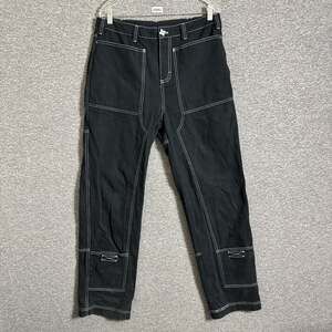 Liquid Lagoon Men’s Skater Wide Leg Rigid Work Jeans Black Y2K Berlin Goth 33x34